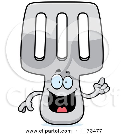 Cartoon of a Smart Spatula Mascot with an Idea - Royalty Free Vector Clipart by Cory Thoman