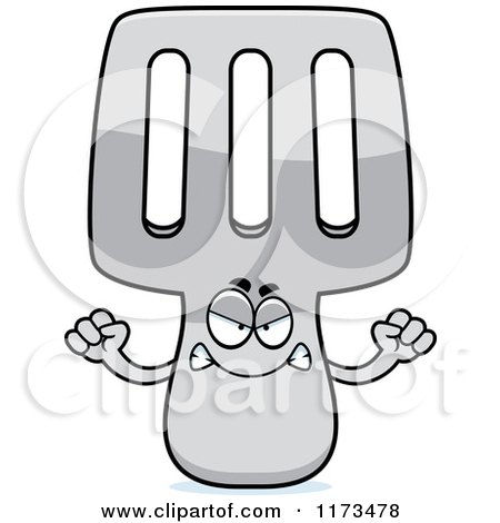Cartoon of a Mad Spatula Mascot - Royalty Free Vector Clipart by Cory Thoman