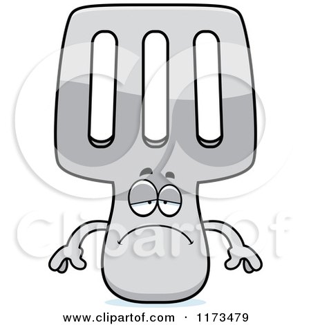 Cartoon of a Depressed Spatula Mascot - Royalty Free Vector Clipart by Cory Thoman