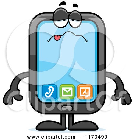 Cartoon of a Sick Smart Phone Mascot - Royalty Free Vector Clipart by Cory Thoman