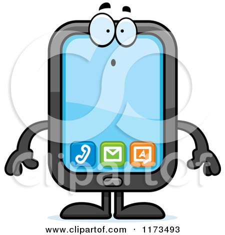 Cartoon of a Surprised Smart Phone Mascot - Royalty Free Vector Clipart by Cory Thoman