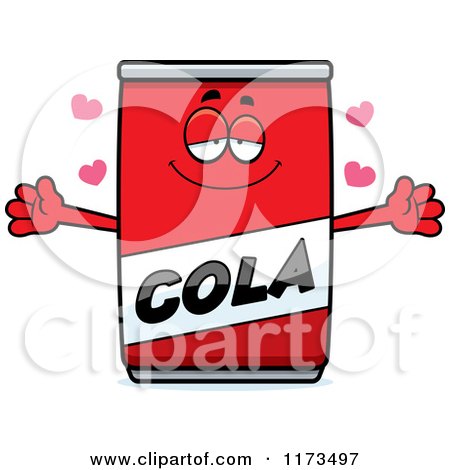 Cartoon of a Loving Cola Mascot Wanting a Hug - Royalty Free Vector Clipart by Cory Thoman