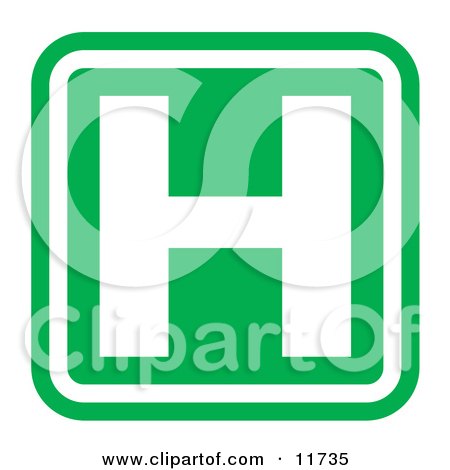 Green Hospital Sign With a White H Clipart Illustration by AtStockIllustration