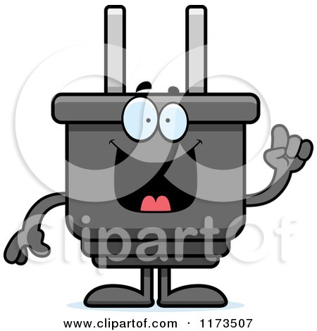 Cartoon of a Smart Electric Plug Mascot with an Idea - Royalty Free Vector Clipart by Cory Thoman