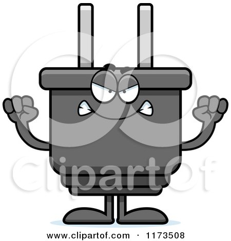 Cartoon of a Mad Electric Plug Mascot - Royalty Free Vector Clipart by Cory Thoman