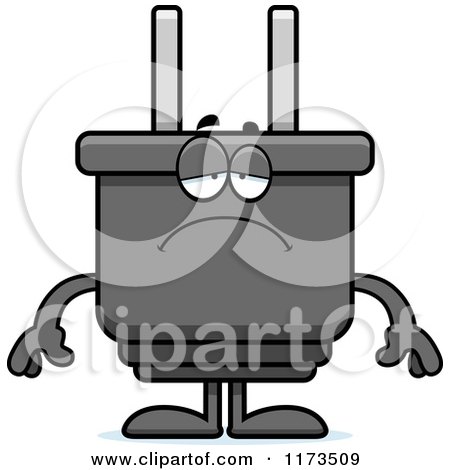 Cartoon of a Depressed Electric Plug Mascot - Royalty Free Vector Clipart by Cory Thoman