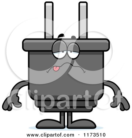 Cartoon of a Sick Electric Plug Mascot - Royalty Free Vector Clipart by Cory Thoman