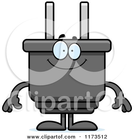 Cartoon of a Happy Electric Plug Mascot - Royalty Free Vector Clipart by Cory Thoman