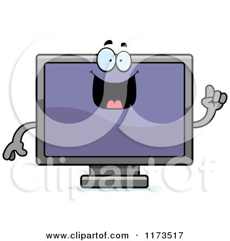 Cartoon of a Smart Television Mascot with an Idea - Royalty Free Vector Clipart by Cory Thoman