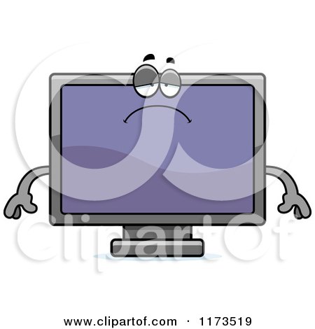 Cartoon of a Depressed Television Mascot - Royalty Free Vector Clipart by Cory Thoman
