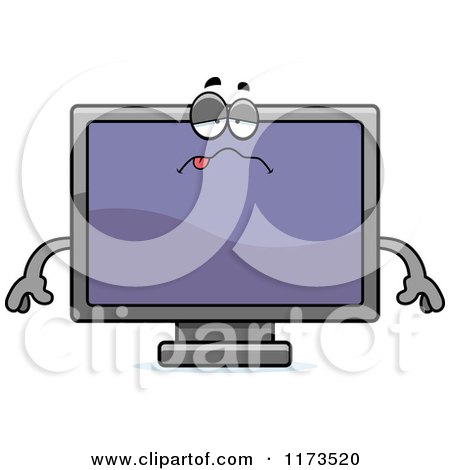 Cartoon of a Sick Television Mascot - Royalty Free Vector Clipart by Cory Thoman