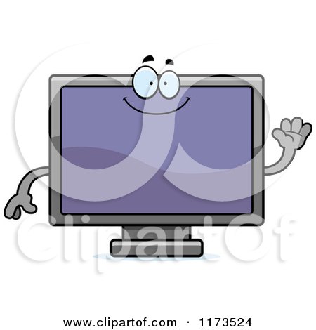 Cartoon of a Waving Television Mascot - Royalty Free Vector Clipart by Cory Thoman