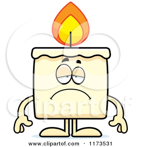 Cartoon of a Depressed Candle Mascot - Royalty Free Vector Clipart by Cory Thoman