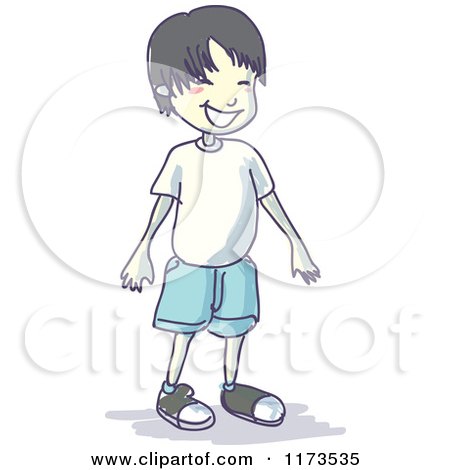 Cartoon of a Happy Boy - Royalty Free Vector Clipart by Bad Apples