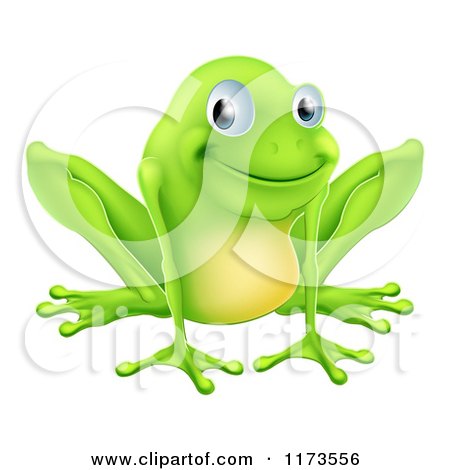 Cartoon of a Happy Green Frog Smiling - Royalty Free Vector Clipart by AtStockIllustration