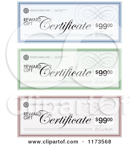 Clipart of Gift Certificate Designs with Sample Text - Royalty Free Vector Illustration by BestVector