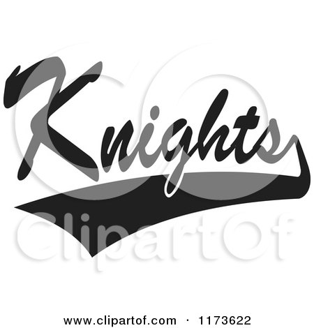 Clipart of a Black and White Tailsweep and Knights Sports Team Text - Royalty Free Vector Illustration by Johnny Sajem
