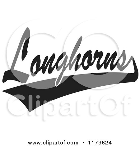 Clipart of a Black and White Tailsweep and Longhorns Sports Team Text - Royalty Free Vector Illustration by Johnny Sajem