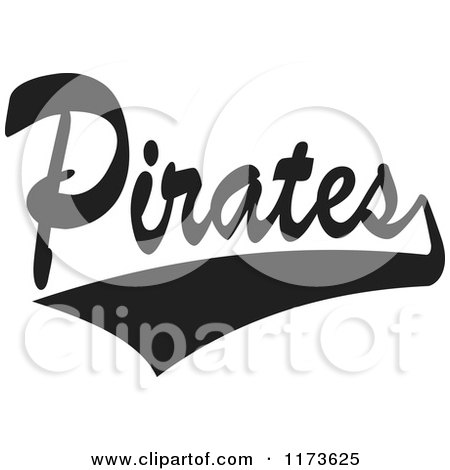 Clipart of a Black and White Tailsweep and Pirates Sports Team Text - Royalty Free Vector Illustration by Johnny Sajem