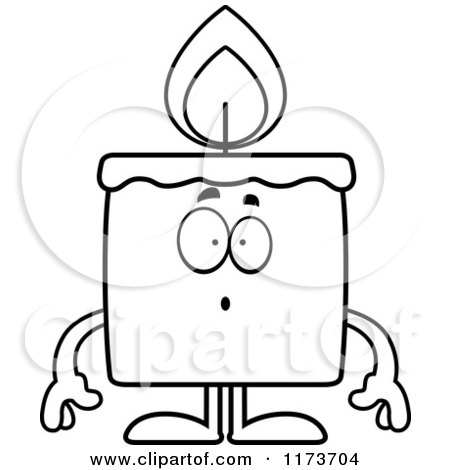 Cartoon Clipart Of A Surprised Candle Mascot - Vector Outlined Coloring Page by Cory Thoman