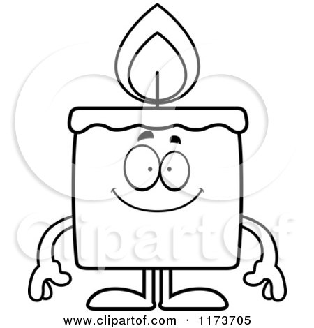 Cartoon Clipart Of A Happy Candle Mascot - Vector Outlined Coloring Page by Cory Thoman
