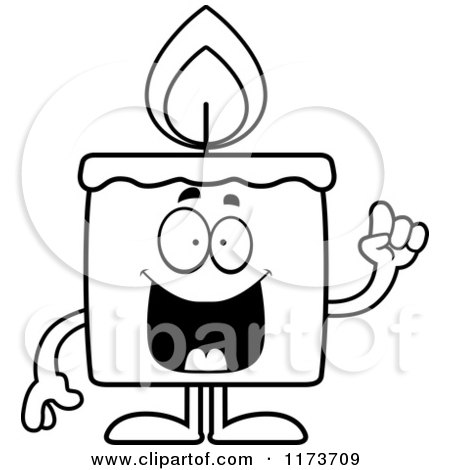 Cartoon Clipart Of A Smart Candle Mascot with an Idea - Vector Outlined Coloring Page by Cory Thoman