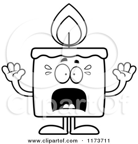 Cartoon Clipart Of A Screaming Candle Mascot - Vector Outlined Coloring Page by Cory Thoman