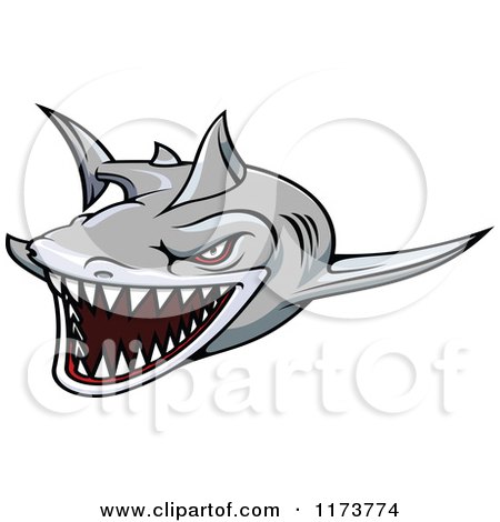Clipart of an Aggressive Swimming Gray Shark - Royalty Free Vector Illustration by Vector Tradition SM