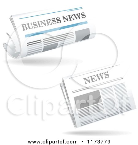 Clipart of Floating Business Newspapers and Shadows - Royalty Free Vector Illustration by Vector Tradition SM
