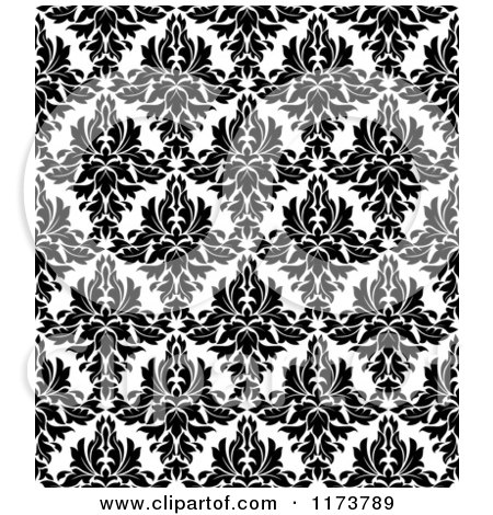 Clipart of a Black and White Triangular Damask Pattern Seamless Background 31 - Royalty Free Vector Illustration by Vector Tradition SM