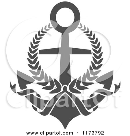 Clipart of a Grayscale Heraldic Marine Anchor - Royalty Free Vector Illustration by Vector Tradition SM