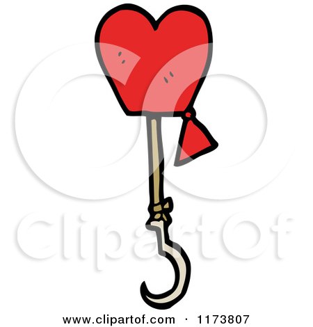 Cartoon of a Heart Hook - Royalty Free Vector Clipart by lineartestpilot