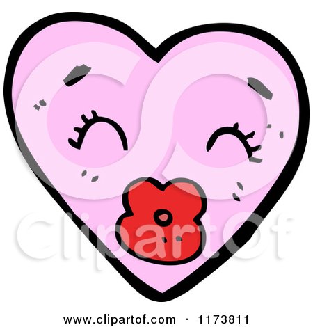 Cartoon of a Pink Heart Mascot with Puckered Lips - Royalty Free Vector Clipart by lineartestpilot
