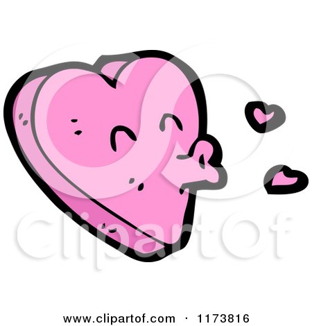 Cartoon of a Pink Heart Mascot with Puckered Lips - Royalty Free Vector Clipart by lineartestpilot