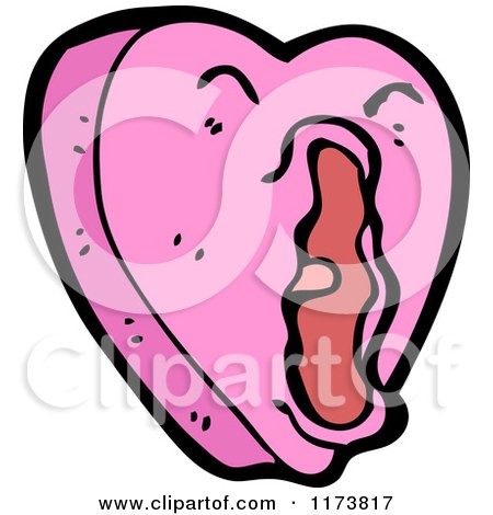 Cartoon of a Pink Heart Mascot Screaming - Royalty Free Vector Clipart by lineartestpilot