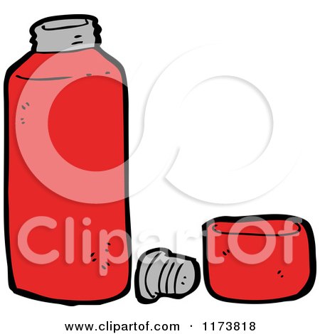 Cartoon of a Red Thermos - Royalty Free Vector Clipart by lineartestpilot