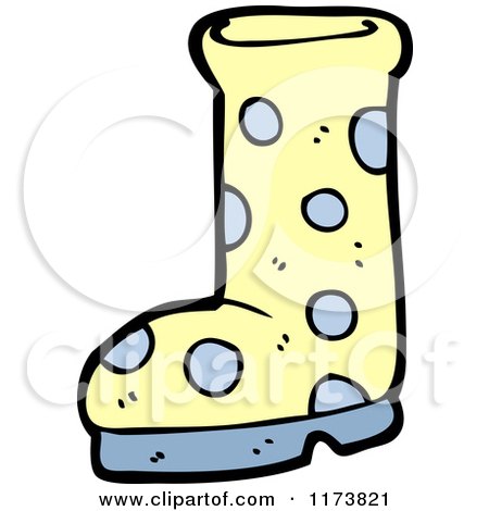 Cartoon of a Polka Dot Rubber Boot - Royalty Free Vector Clipart by lineartestpilot