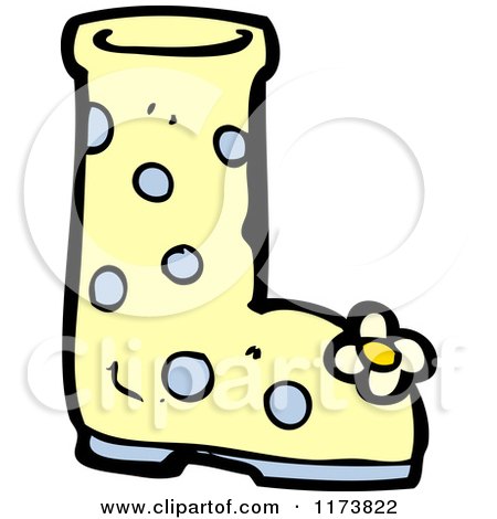 Cartoon of a Polka Dot Rubber Boot - Royalty Free Vector Clipart by lineartestpilot