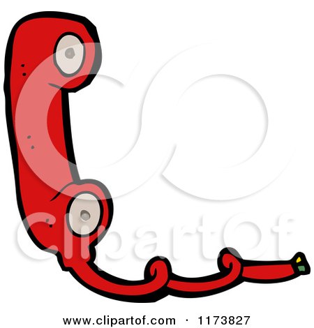 Cartoon of a Red Landline Phone - Royalty Free Vector Clipart by lineartestpilot