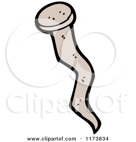 Cartoon of a Crooked Nail - Royalty Free Vector Clipart by lineartestpilot