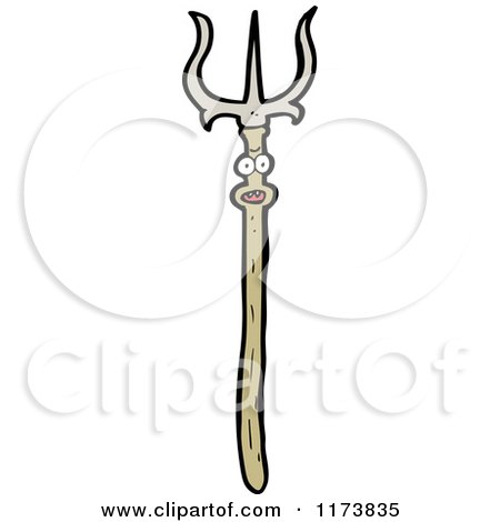 Cartoon of a Trident Spear - Royalty Free Vector Clipart by lineartestpilot