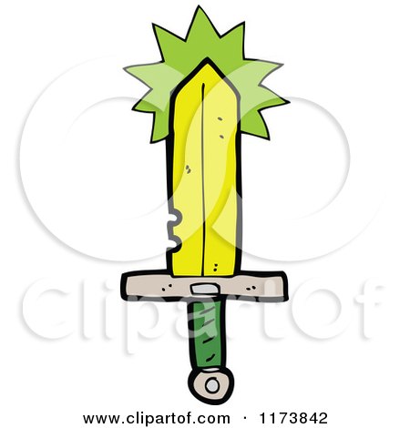 Cartoon of a Magic Sword - Royalty Free Vector Clipart by lineartestpilot