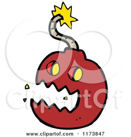 Cartoon of a Red Bomb Mascot - Royalty Free Vector Clipart by lineartestpilot