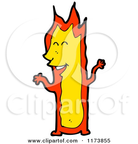 Cartoon of a Flame Character - Royalty Free Vector Clipart by lineartestpilot