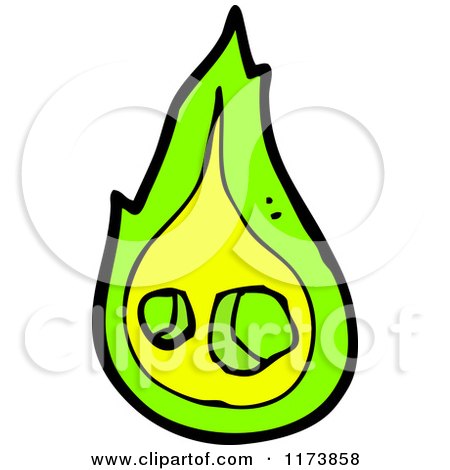 Cartoon of Green and Yellow Flames - Royalty Free Vector Clipart by lineartestpilot