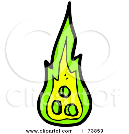 Cartoon of Green and Yellow Flames - Royalty Free Vector Clipart by lineartestpilot