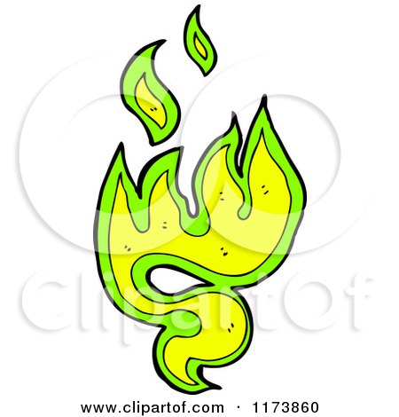 Cartoon of Green and Yellow Flames - Royalty Free Vector Clipart by lineartestpilot
