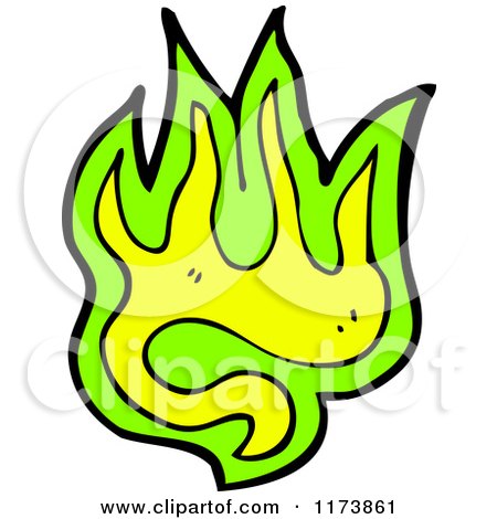 Cartoon of Green and Yellow Flames - Royalty Free Vector Clipart by lineartestpilot