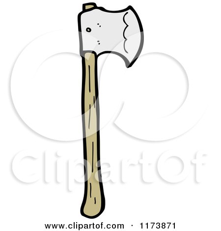 Cartoon of a Hatchet or Axe - Royalty Free Vector Clipart by lineartestpilot