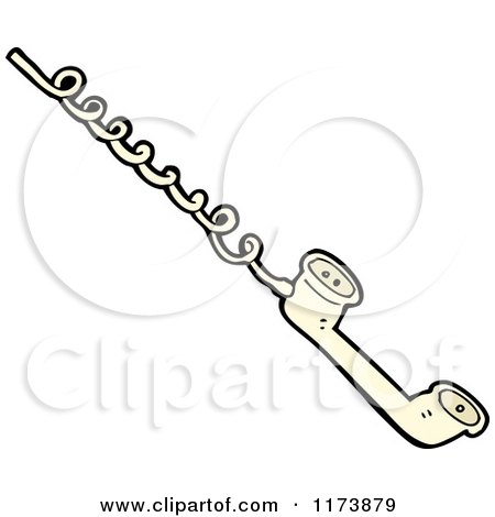 Cartoon of a Landline Phone and Cord - Royalty Free Vector Clipart by lineartestpilot